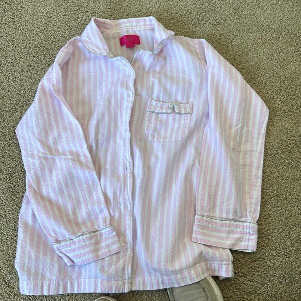 Ladies Victoria's Secret Cotton PJ set pink and glitter silver stripe